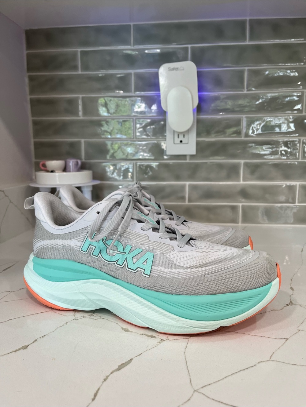 Hoka Skyflow Running Shoes. Women’s Size 9B Color  Cosmic Grey / Seafoam